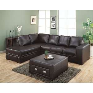   Chocolate Brown Bonded Leather Match Sectional Sofa: Home & Kitchen