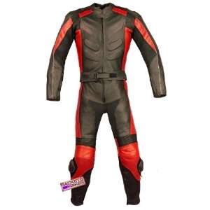  2PC MOTORCYCLE 2 PC LEATHER RACING SUIT ARMOR RED 40 Automotive