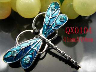 Blue Dragonfly Rhinestone Crystal&Ename Brooch QX0104  