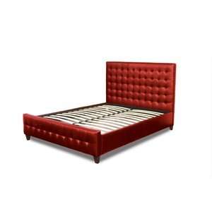 Diamond Sofa Zen Bonded Leather Tufted Bed in Red Size California 