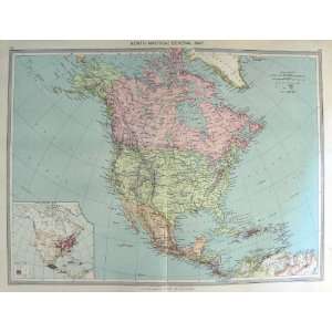    HARMSWORTH MAP 1906 NORTH AMERICA POPULATION MEXICO