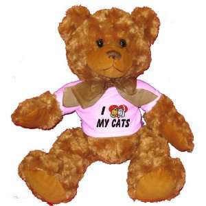   I Love my Cats Plush Teddy Bear with WHITE T Shirt: Toys & Games