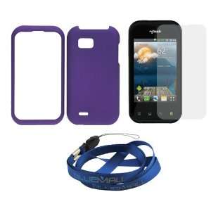  Rubberized Snap On Case + Clear LCD Screen Protector + Blue Neck 