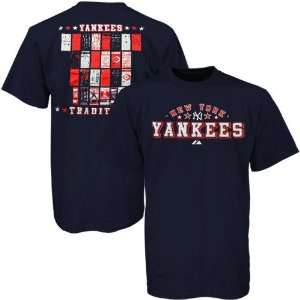  Majestic New York Yankees Navy Blue Ticket History T shirt 