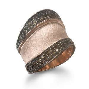  ROSE GOLD SATIN FINISH SMOKY CZ BAND CHELINE Jewelry