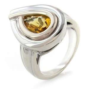  Silver + 18K Gold Citrine Gemstone Ring Jewelry