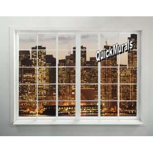  Cityscape Window Peel & Stick Wall Mural 54 Inches X 42 
