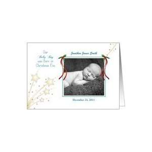 Baby Birth Announcement Photo Card Customizable Text Christmas Eve 