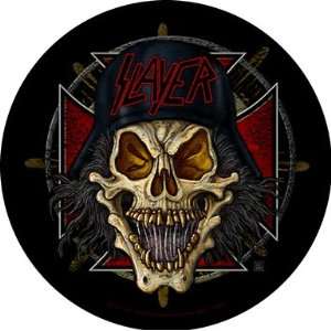  Slayer Skull W/ Helmet & Red Iron Cross Woven Jacket Back 