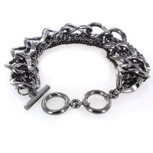  Chunky Multi Chain Toggle Bracelet in Hematite Finish 
