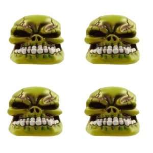  3D Green Skull Heads Car Truck SUV Motorcycle Emblem   4PC 