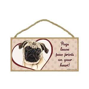  Pug (Brown/Tan)   leave paw prints on your heart Door Sign 