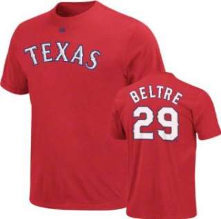  Texas Rangers Adrian Beltre Name and Number Red T Shirt Clothing