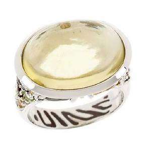 David Sigal Sterling Silver Bold Oval Limon Quart Cabochon Ring 7 with 