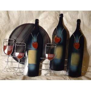  Hand Painted 3D Tin Wine Tasting Wall Art: Home & Kitchen