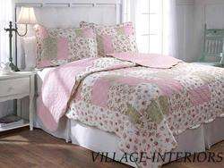 CLEARANCE CHIC SHABBY PINK ROSE ELIZABETH PATCHWORK QUILTED PILLOW 
