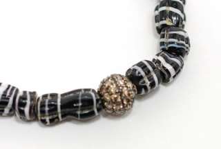 DEVON PAGE McCLEARY Black/White Beads with Gold Pave Diamond Ball $ 