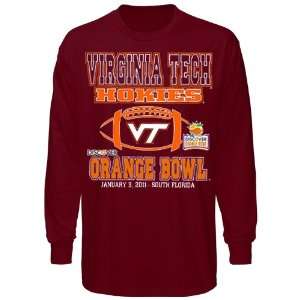 NCAA Virginia Tech Hokies Maroon 2011 Orange Bowl Long Sleeve T shirt 