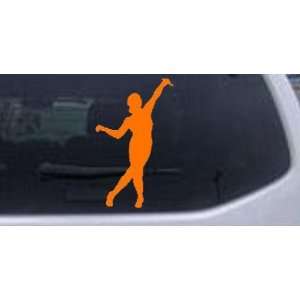 Dancer Silhouettes Car Window Wall Laptop Decal Sticker    Orange 4in 