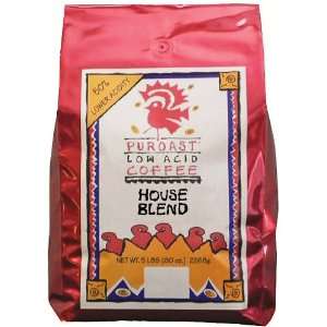 Puroast Low Acid Coffee House Blend Whole Bean, 5 Pound Bags  