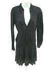 CLU Black Long Sleeve Plunge Neck Drop Waist Dress Sz S  