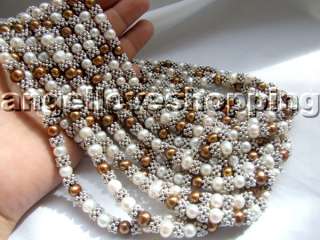 wholesale 10pcs 7 8mm white & coffee freshwater necklace