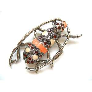   Rhinestone Topaz Beetle Bug Insect Fashion Costume Pin Brooch: Jewelry