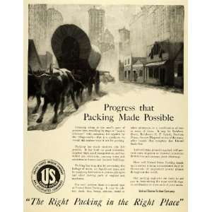  1919 Ad Conestoga Wagon Carriage Buildings City US Rubber 