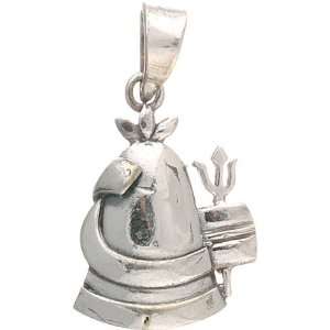 Shiva Linga with Trident Pendant   Sterling Silver