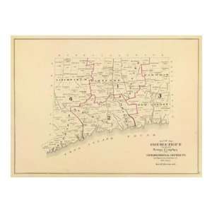 Connecticut Congressional Districts, c.1893 Giclee Poster 