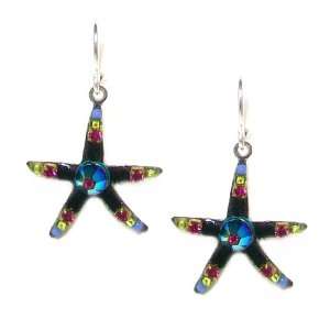  Firefly Sterling Silver Starfish Mosaic Dangle Earrings 