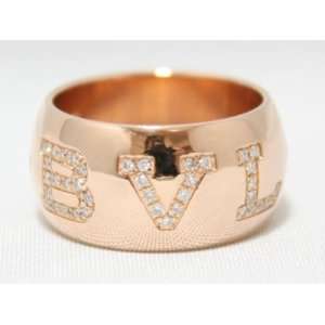  100% AUTHENTIC, BVLGARI 18K ROSE GOLD MONOLOGO RING WITH 
