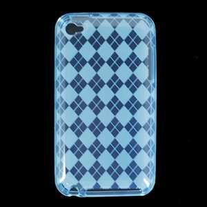  Crystal Clear Transparent Blue Checker TPU Case For Apple 