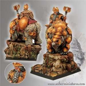    28mm Fantasy Miniatures Dwarf King on War Bear Toys & Games