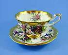 Gold Crest Series Royal Albert Stunning Violets Tea Cup and Saucer Set