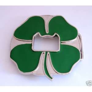 Shamrock Irish Clover Leaf Bottle Opener Belt Buckle
