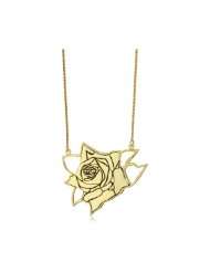 HAN CHOLO Shadow Series Gold Plated Brass Big Rose Necklace, 19