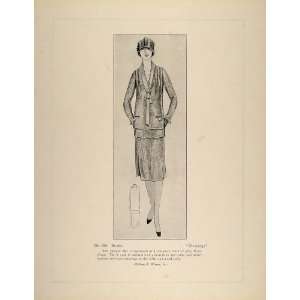  1926 Print Art Deco Fashion French Couture Dress Berthe 