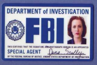 FBI ID Card X Files Dana Scully fbi badge fake id props  