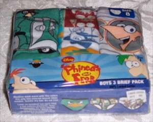 Boys 3 Cotton Briefs Disney Phineas Ferb Perry Underwear Size 8  