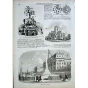  Bellot Memorial Grenwich Hospital 1856 Antique Print