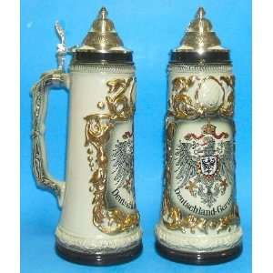  German Beer Stein with Gold Colored Relief 1 Liter 