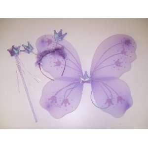  3 Pc Sparkle Crown Fairy Wing Set Purple Toys & Games