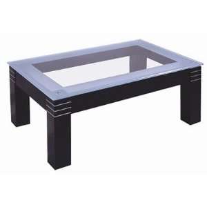   Tempered Glass Coffee Table with Espresso Base CT04: Furniture & Decor