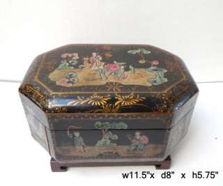 Chinese Octagon Scenery Decorative Lacquer Box fs129A  
