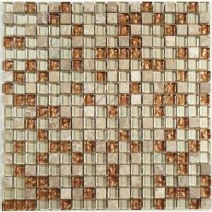   Beige Crystile Blends Glossy & Unpolished Glass and Stone Tile   18240