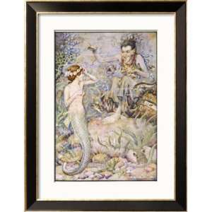 The Little Mermaid Talks with the Witch on the Sea Floor Framed Art 