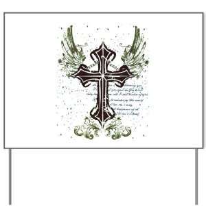  Yard Sign Scripted Winged Cross 