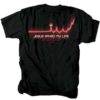 Christian T shirt Life Line Jesus Saved My Life  