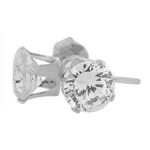 00 Ct Round Cut Sterling Silver Stud Earrings 5mm Free Gift Box With 